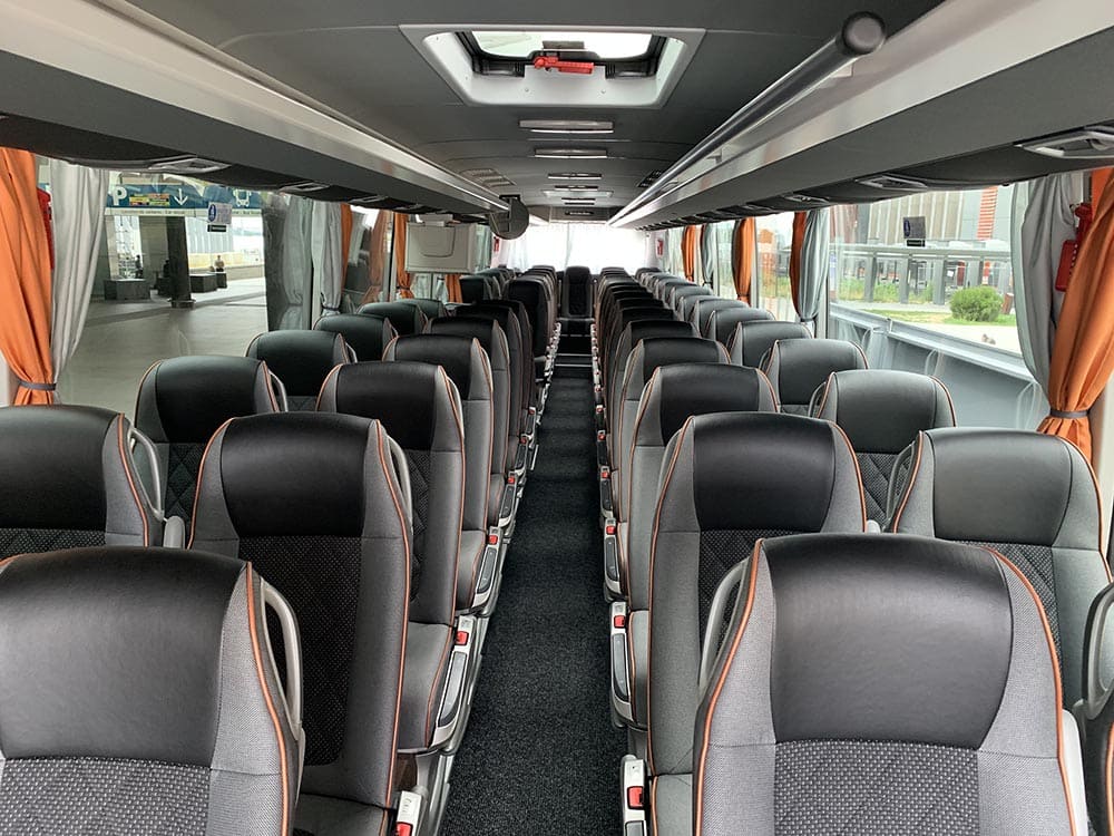 A Grand Tourisme coach is very comfortable, it's fully equipped and has a larger space between each row of seats